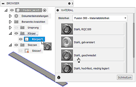 Software CAD - Tutorial - Analyse - Fusion 360 - Basis-Koerper-Material zuweisen.gif