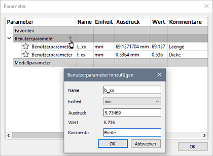 Software CAD - Tutorial - Analyse - Fusion 360 - Benutzerparameter hinzufuegen.gif