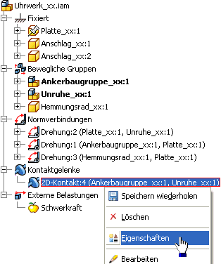 Software CAD - Tutorial - Dynamik - Uhrenbaugruppe - Modell 2D-Kontakt-Kontextmenue.gif