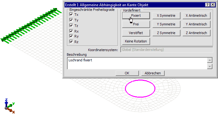 Software FEM - Tutorial - Belastung - Multiphysics - Dialog Kantenrandbedingung fixiert.gif