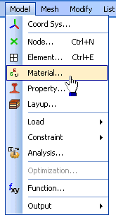 Software FEM - Tutorial - FEM-Prozess - Physik - menue model material.gif